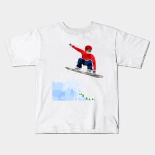 Snowboarder jumping off a cliff. Kids T-Shirt